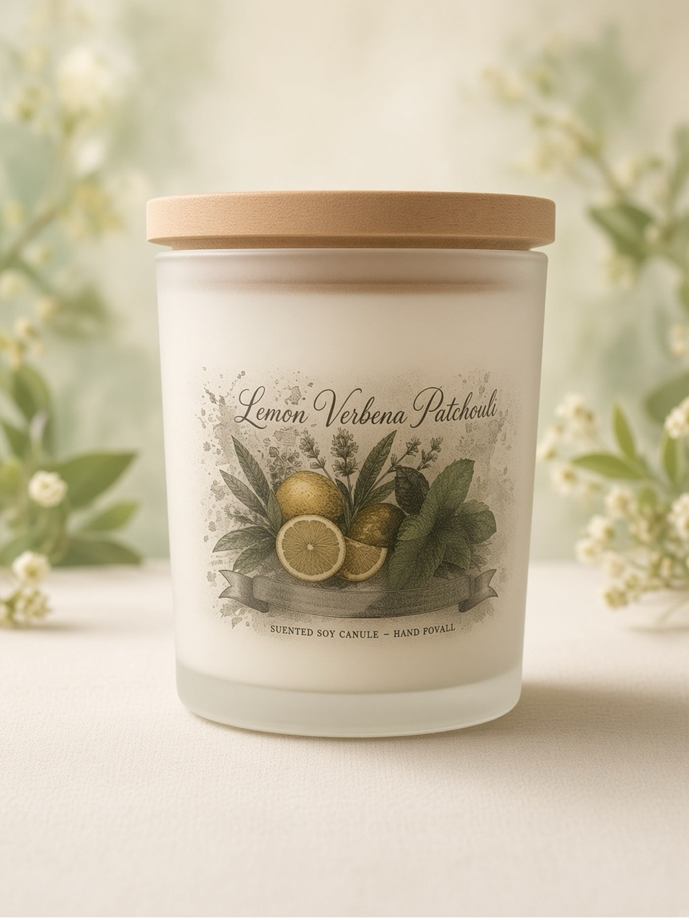 9oz Lemon Verbena Patchouli Soy Candle | Hand Poured